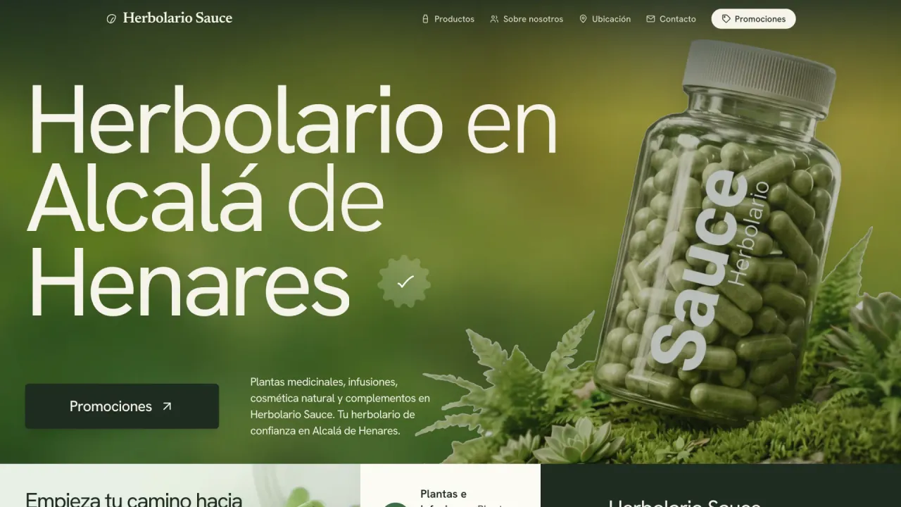 Screenshot of the Herbolario Sauce website