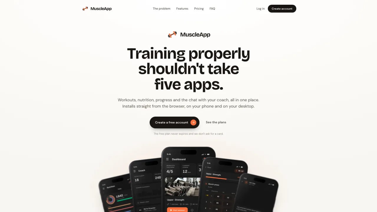 Screenshot of the MuscleApp website