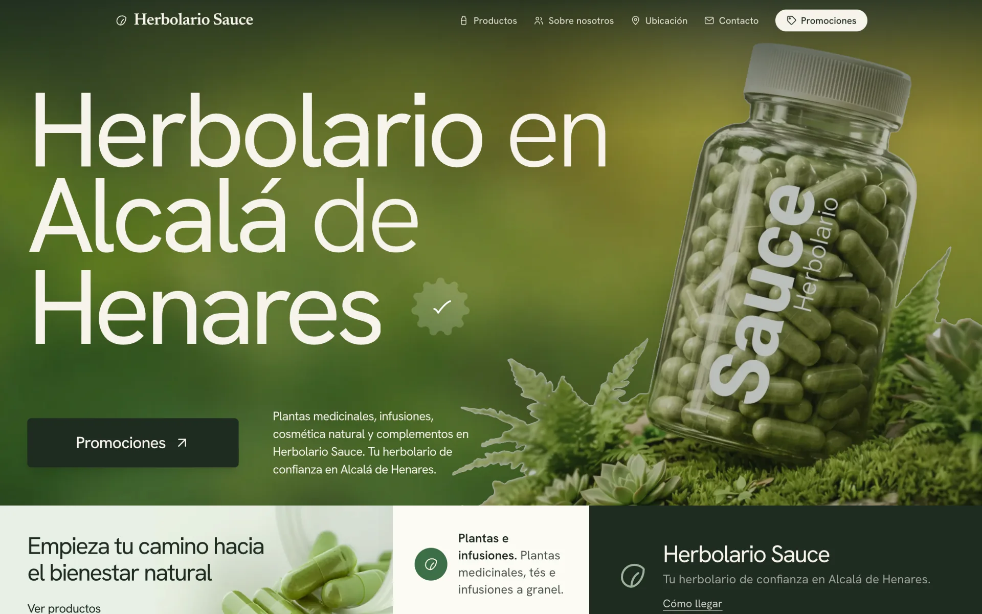 Captura de pantalla de la web de Herbolario Sauce