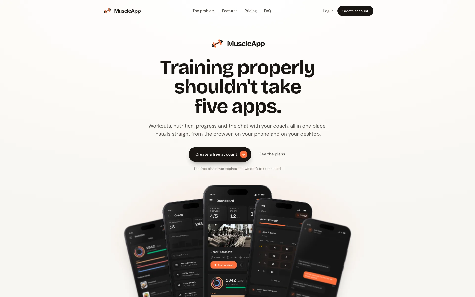 Captura de pantalla de la web de MuscleApp