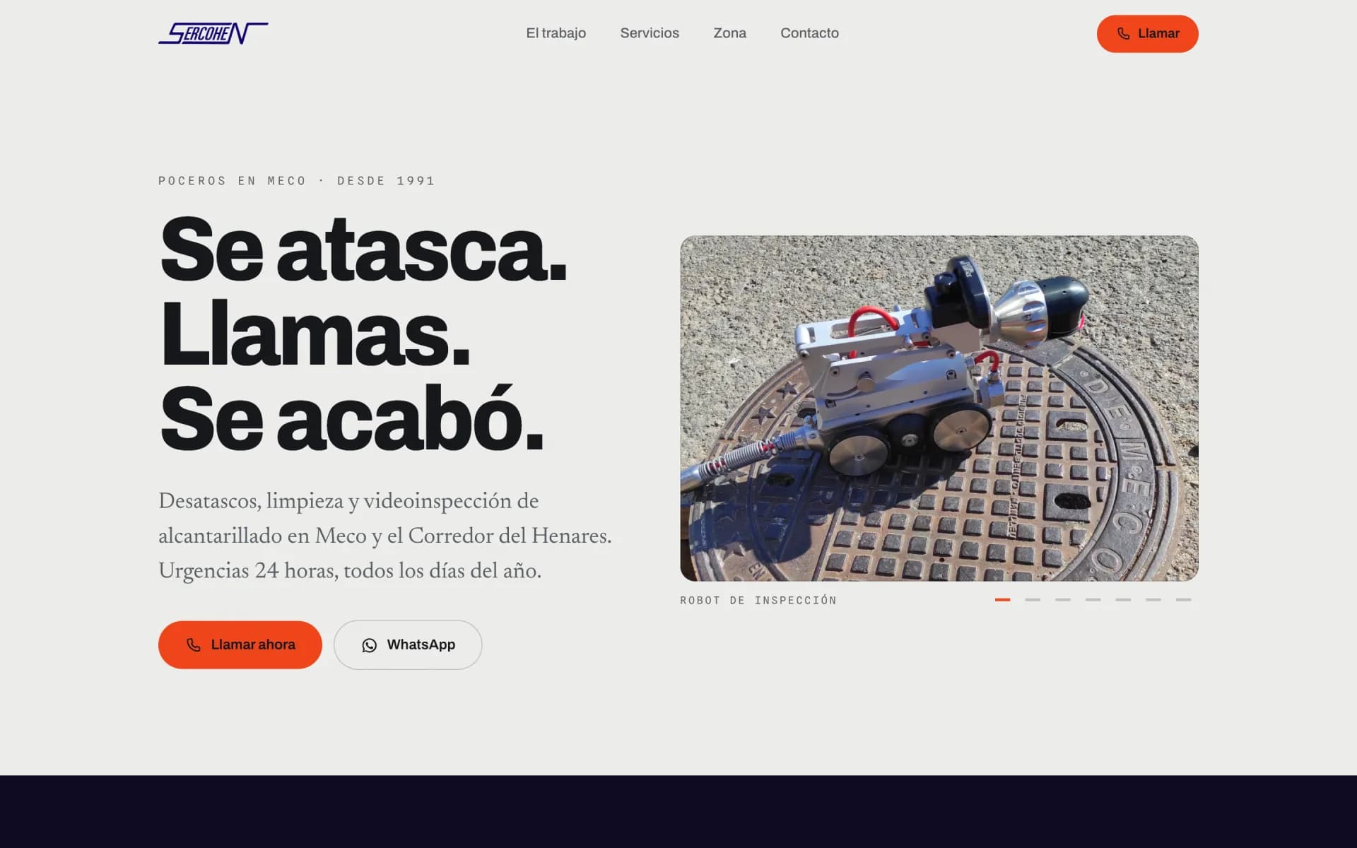 Captura de pantalla de la web de Sercohen
