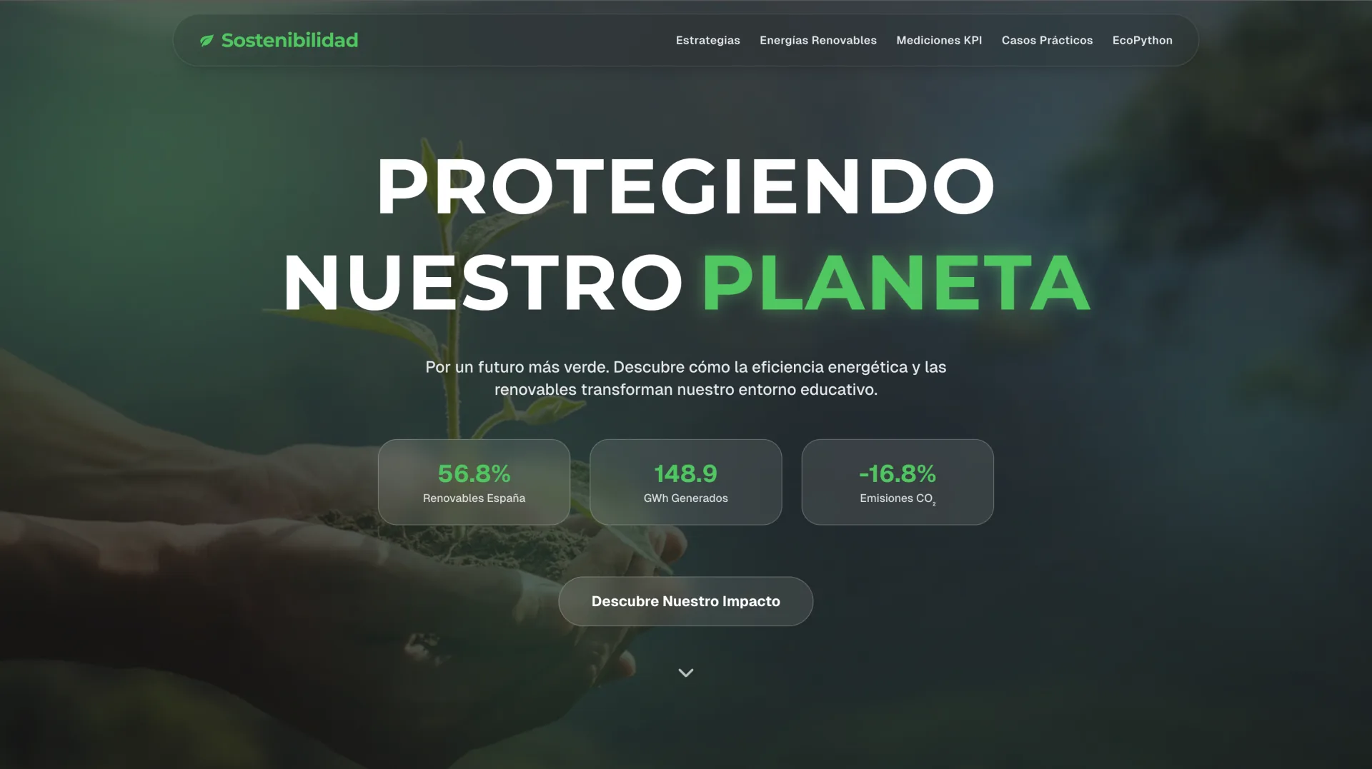Captura de pantalla de la web de Proyecto Sostenibilidad
